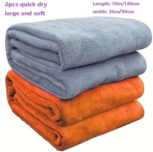 2 sets of quick drying bath towels, absorbent beach towels